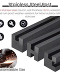 Top Tier Black Glass Railing Kit With Stainless Steel Deck Support Rock Solid Glass Clamps For Smooth No Hassle Custom Height Setup Totally Elevate Your Outdoor Vibes stainless steel posts with customizable sizes for outdoor railing.