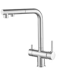 3-Way Kitchen Faucet with Pull-Down Hose Ch h Rotating Design Water Filter for Drinking Modern Sink Mixer, chrome finish, stylish design
