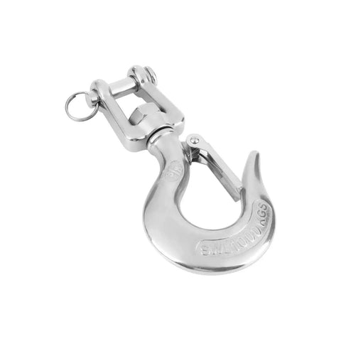 Rock Solid 304 Stainless Steel Swivel Lifting Hook Heavy Duty Up To 1000Kg with locking eye and smooth finish.