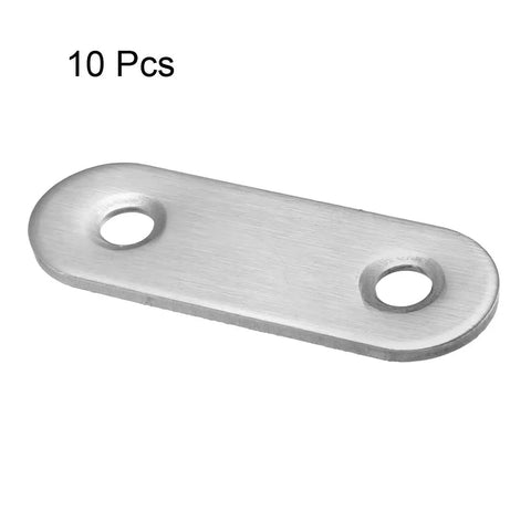 10 Pieces Repair Plates 47mm By 16mm Flat Fixing Mending Corner Brace Bracket Connector Set Silver Tone