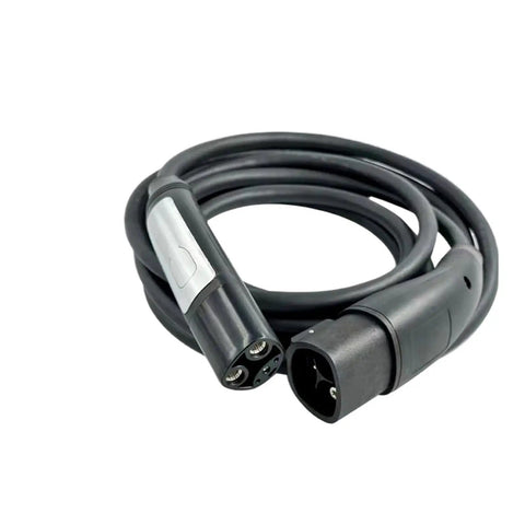Portable EV Charger Extension Cable 48Amp 5Meter Cord 220Volt 1Phase with durable connectors for electric vehicle charging.