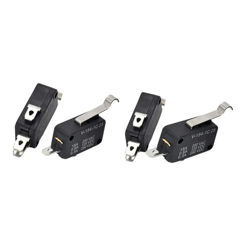 No Sweat Setup 4 Piece Golf Cart Micro Switch Kit with 2 pin and 3 pin terminals, black actuators for Club Car models.