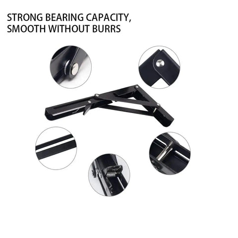 Legit Heavy Duty Folding Shelf Brackets Solid Steel Wall Mounted Space Saver With Rock Solid Two Hundred Twenty Pound Capacity For Tables Work Benches Rustic Home Storage, shown from multiple angles highlighting durability.