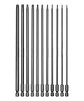 Sick 11-Piece Torx Screwdriver Bit Set With Holes, Super Long 200mm Alloy Steel Hex Shank Bits T6 To T40 Security Star Driver Kit For Electric Drill And Heavy Duty Jobs That Are Totally Awesome. 11 long black Torx bits with holes