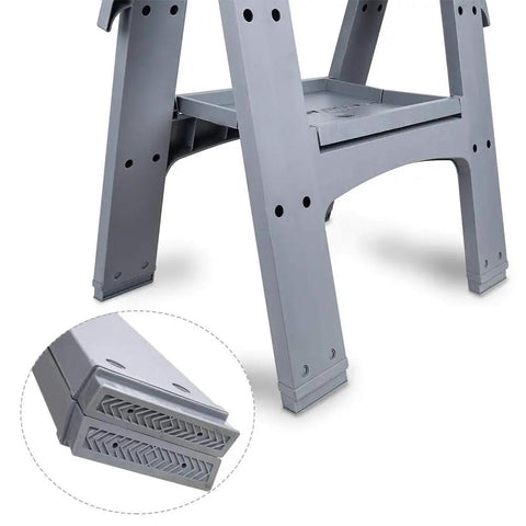 Heavy Duty Rectangular Folding Sawhorse Set Of Two Serving Up A Badass Nine Hundred Pound Weight Limit Along With Grippy Nonskid Bottoms For Smooth Jobsite Grinds showing sturdy nonskid feet for stability.