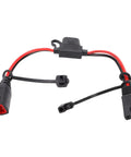 Hella Durable SAE Extension Cable For Charger One Foot 14AWG Cord With 20 Amp Rating, showing red and black connectors.