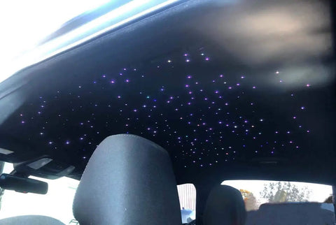 Car roof with Premium PMMA Fiber Optic Cable Strands 0.75mm End Glow Roll 4m Long 13.1ft Flexible Cuttable for starry sky effect