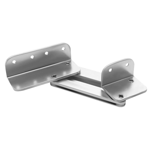 Side view of aluminum foldable boat seat hinge with dual mounting plates and screw holes; marine use, 200 kg load capacity.