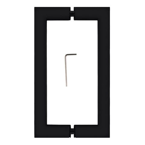 Matte Black Square Tubing Back-To-Back Pull Handles For Glass 8 By 8 In Center-To-Center 8 In Outside Diameter Three Quarters Inch
