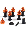 Sick Six Piece Aluminum Spike Windscreen Bolts Kit For Motorcycles Anodized Orange M5 X 15mm Universal Fit Easy To Install