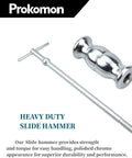 Rear Axle Bearing Puller Kit With Slide Hammer Yoke And 3 Adapters, Heavy Duty Bearing Removal Tool, chrome slide hammer and T-handle
