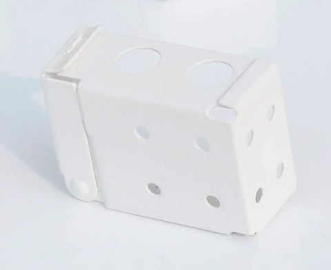 Rock Solid White Box Mount Brackets For Low Profile Horizontal Blinds Fits 2 Inch Square Headrail Dead Simple Window Treatment Hardware close-up view