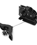 Hella Sturdy Heavy Duty Spare Tire Hoist Carrier Winch Built From Premium Rust Proof Steel For Ford F450 F550 Work Trucks shown from side angle with cable and clamp.