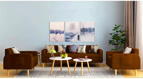 Solid Wood Table Legs Set Of 4 Round Conical Desk Feet Dark Walnut Finish, showcased in a modern living room with furniture.