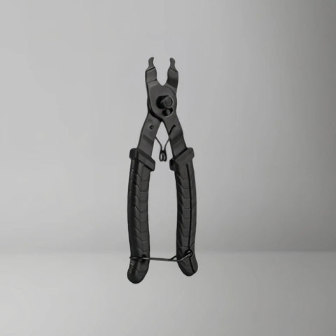 Black 2-in-1 master link pliers from All In One Bike Chain Repair Kit With Chain Breaker Master Link Pliers Wear Checker And Storage Pouch For Seven To Eleven Speed And Single Speed Bicycles Portable Durable And Great For Home Maintenance
