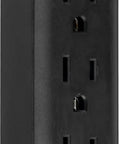 Twin Pack Six Outlet Surge Protector Power Strip with 3 Foot Extension Cord for Home and Office Heavy Duty 450 Joules On Off Switch Built In Circuit Breaker ETL Listed Black, showing six outlets and on/off switch.