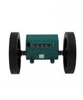 Rolling Wheel Length Counter For Yard And Construction Stainless Steel Distance Tracker With Reset Dial viewed from the side.