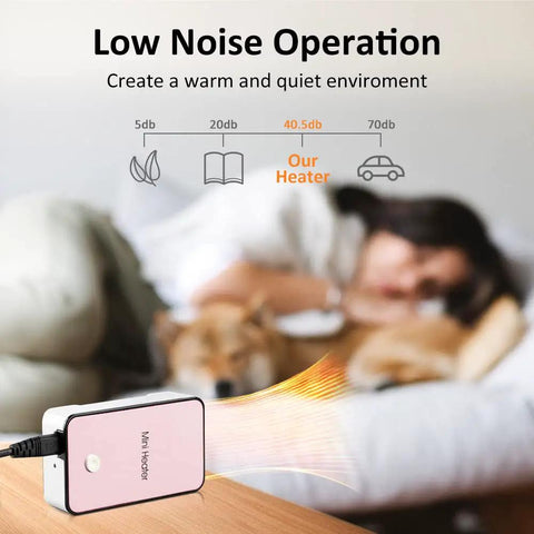 Portable Mini Space Heater For Home Office Desktop Pink With Auto Shut Off Safety Rotatable Stand With Anti Slip Base