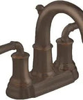 Portsmouth Centerset Lavatory Faucet with Slick Crescent Spout Lever Handles Oil Rubbed Bronze Finish Cast Brass Construction