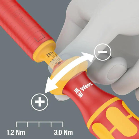 Series 7400 VDE Kraftform Adjustable Torque Handle 1.7-3.5 Nm With Audible And Perceivable Overload Signal, red and yellow grip