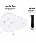 Straight Up Precision Replacement Router Base Plate For Compact Power Tools, 6 By 9 Inch Single Grip Sub Mount with clear cast acrylic base and handle dimensions.