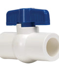 Ball Valve PVC Schedule 40 Solvent To Solvent Connections Half Inch Blue For Home Plumbing Durable PVC Shutoff Valve