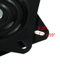 Heavy Duty Black 5 Inch Swivel Replacement Plate For Bar Stools with dimensions, cold rolled steel, for smooth spin and stability.