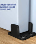 Sliding Barn Door Floor Guide Set Beefy Aluminum T Guide Floor Mounted Bottom Guides Heavy Duty Barn Door Hardware Adjustable For Sliding Closet Doors Black Finish 2 Pack For Smooth Quiet Operation And Precise Alignment