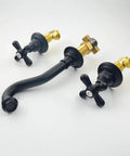 Dope Wall Mounted Bathroom Faucet With Dual Cross Handles Rough In Valve And Widespread Waterfall Spout In Wall For 3 Hole Basin Lavatory Oil Rubbed Bronze Finish Vessel Sink Friendly