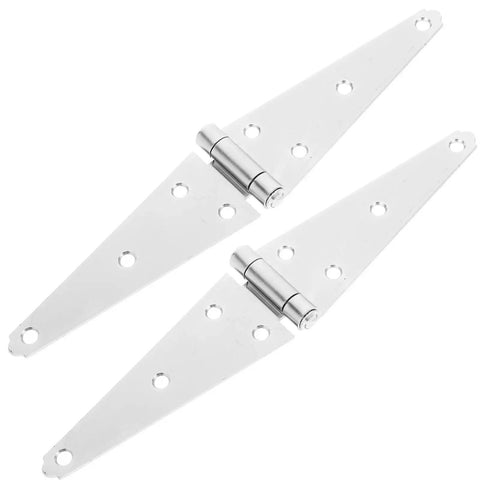 Twin Pack Heavy Duty Galvanized Steel Door Hinges Built Tough As Nails For Sheds Barns And Wood Fences Weather Resistant Outdoor Replacement Hardware Kit No Stress Install - silver hinges with pin, mounting holes visible.