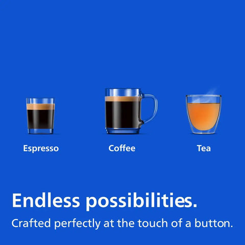 Fully Automatic Espresso Machine Crushing Your Morning Cravings With One Touch Brewing And Classic Milk Frother For Silky Cappuccinos featuring espresso, coffee, and tea in clear glass cups.
