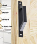7.9 Inch Sliding Barn Door Handle Black 2 Pack Wooden Door Pull Handle For Barn Doors Gates Cabinets Closets Farmhouse Decor Multifunctional And Durable Hardware For Sliding Barn Doors In Garage Shed Fences mounted on wood door