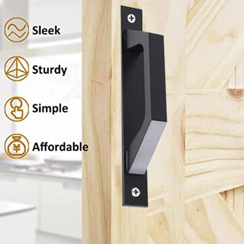 7.9 Inch Sliding Barn Door Handle Black 2 Pack Wooden Door Pull Handle For Barn Doors Gates Cabinets Closets Farmhouse Decor Multifunctional And Durable Hardware For Sliding Barn Doors In Garage Shed Fences mounted on wood door