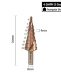 Upgrade Your Garage Game With This Crazy Hot HSS M35 Cobalt Step Drill Bits Set For Cutting Stainless Steel Like A Boss, Spiral Groove Hex Shank Precision Engineering 4 To 20mm Range Is Just Super Cool. 4-20mm HSS cobalt step drill bit with 8mm shank, 76mm length