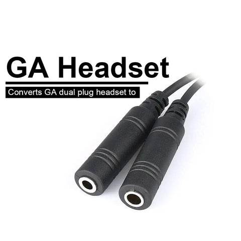 Close-up view of Wireless GA Headset To Helicopter Adapter For No Hassle Plug And Play Cockpit Setup with dual plug cables.