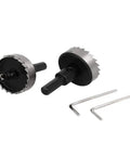 38mm Hole Saw Set with 6mm Pilot Drill Bits, including 2 hole saws and 2 hex wrenches, displayed on a white background.