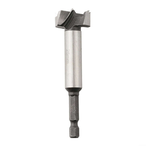 Hinge boring drill bit for wood; high-carbon steel, round shank, 8–25mm range