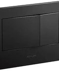 Matte Black Bevel Flush Actuator Plate for 2x4 in-wall tank and carrier system, dual flush design with easy access plate removal.