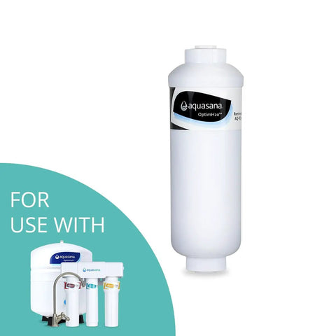 Replacement Remineralizer For OptimH20 Reverse Osmosis Filter AQ-RO3-RM shown with compatible system, easy install part.
