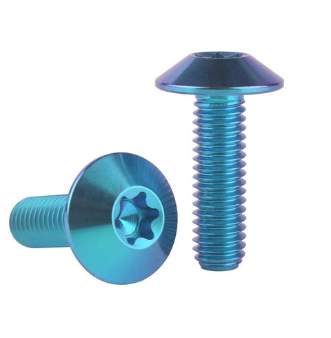 Titanium M5 20mm Button Torx Bolt T25 Drive Blue 4 Pack For Bike And Motorcycle TC4 Titanium Alloy Corrosion Resistant
