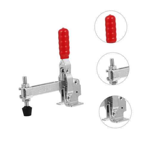 Heavy Duty Welding Toggle Clamps for Woodworking 2 Pack with red rubber tips, secure locking feature and fast positioning