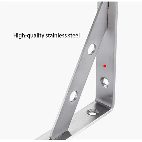 Premium Stainless Steel L Shaped Brackets showing high-quality 304 grade steel, ideal for heavy wall shelf support.