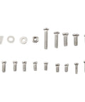 Grab And Go All In One Eyeglasses Repair Kit With 13 Screw Sizes, showcasing various silver screws and nuts for quick fixes in glasses.