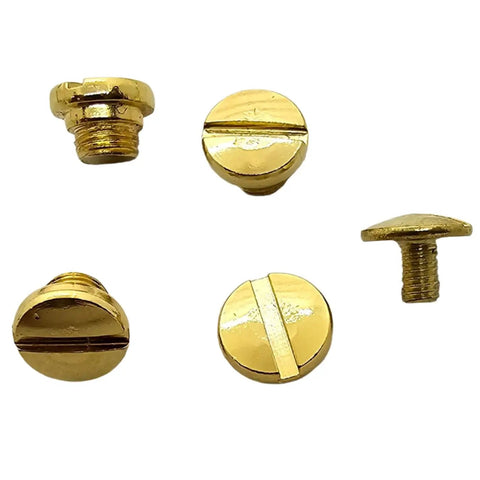 Polished Gold Grip Screws Set For Taurus Pt92 Pt96 Pt57 Pt58 Firearms features five gold screws with various designs.