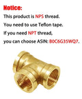 Brass 3/4-inch pipe tee fitting with all-end NPS female threads