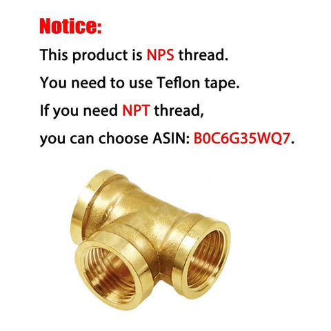 Brass 3/4-inch pipe tee fitting with all-end NPS female threads