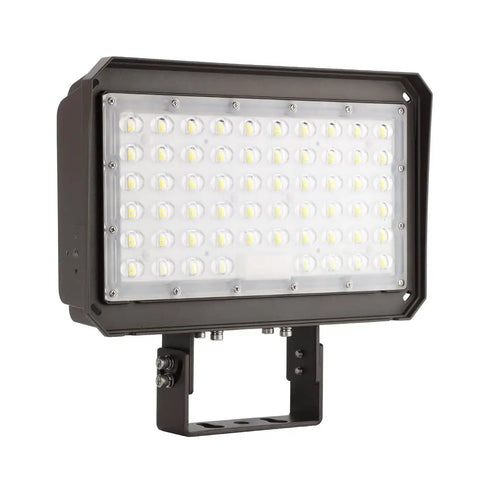 Ultra Bright 200W LED Flood Light With Dusk To Dawn Photocell showing front view and adjustable trunnion mount