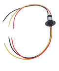 3 Wire Slip Ring With 360 Degree Rotation 30A Power Transfer 22mm Diameter 250RPM Heavy Duty Rotary Connector, wires visible