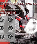 Straight Up Heavy Duty Brushless Concrete Cutter Ring Saw With Switchable Titanium Blade Sizes And Zero Hassle Automatic Adjustment 8900W Brushless Motor Hits 3000Rpm For Killer Masonry Work cutting through concrete with ABS body and automatic water jet.