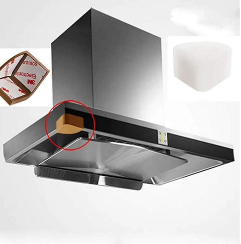 Premium Silicone Corner Guards For Range Hoods And Tables Straight Up Foolproof Peel And Stick Setup on kitchen hood corner.
